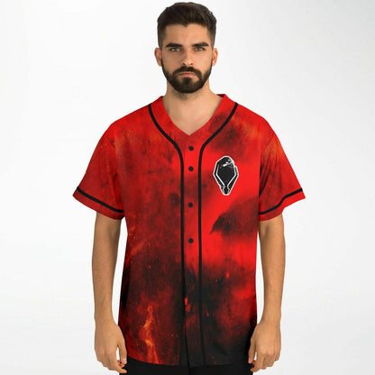 Deep Red Space Nebula Rave Baseball Jersey
