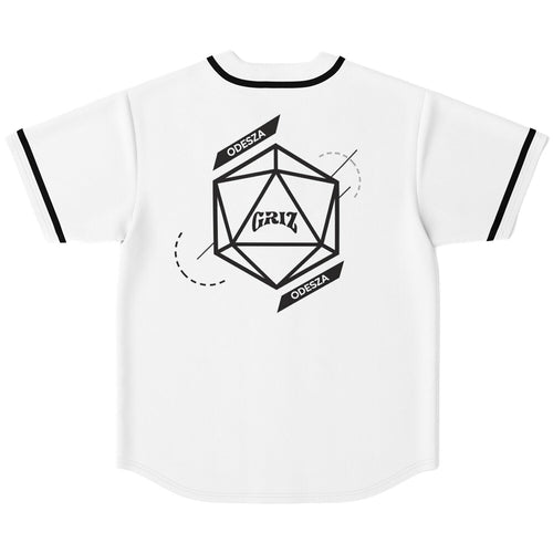 GRIZ White Geometric Icosahedron Rave Baseball Jersey