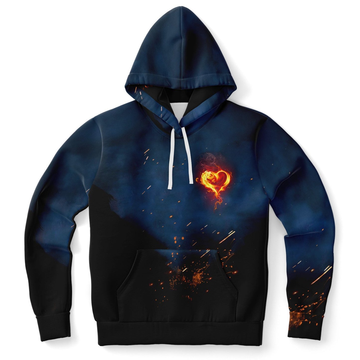 Flaming Heart Navy Ember Rave Hoodie