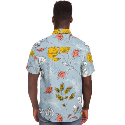 Organic Flat abstract floral short sleeve button down shirt
