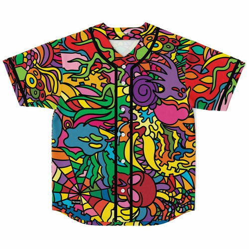 Vibrant Rainbow Dense Psychedelic Rave Baseball Jersey
