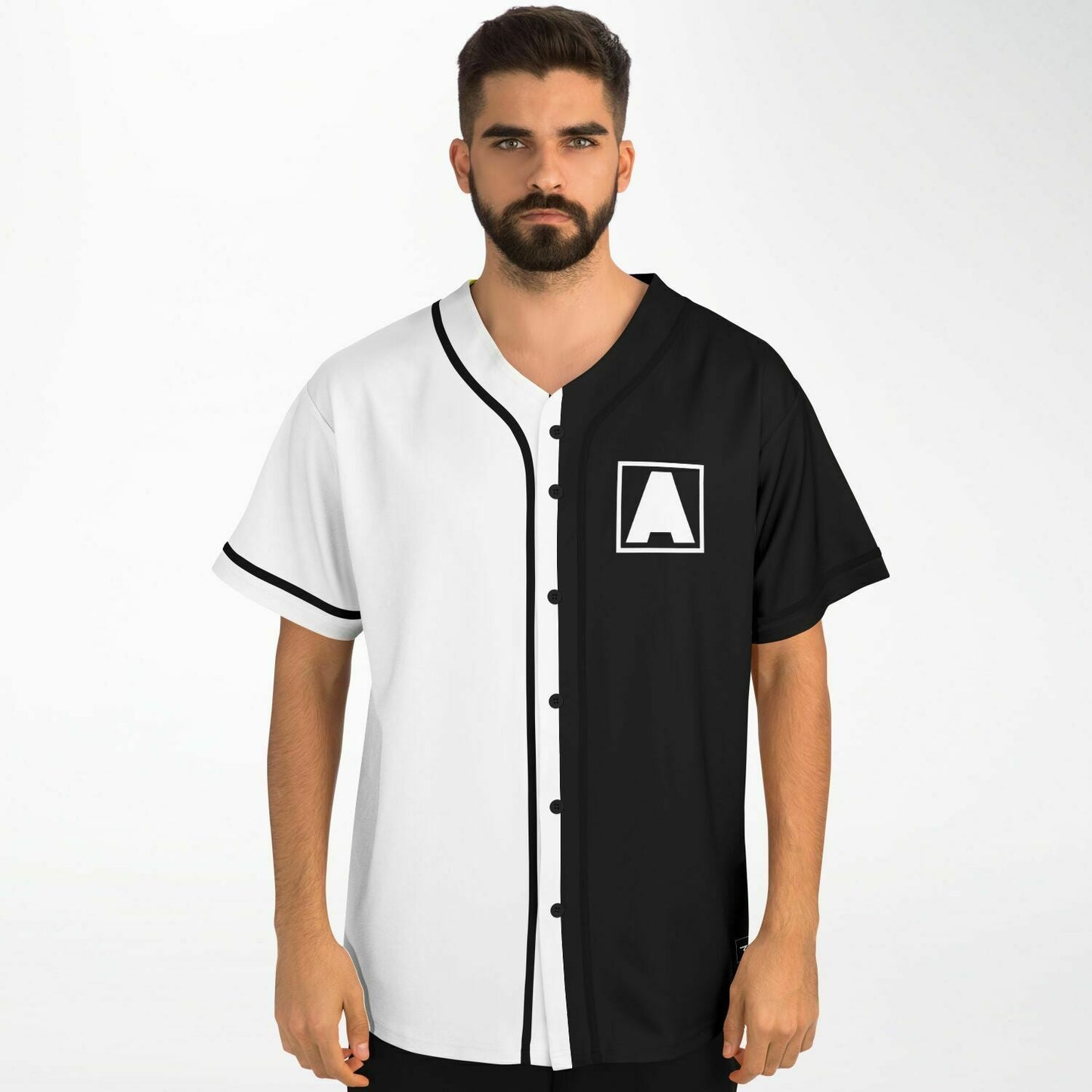 Split Black Panel Block Rave Baseball Jersey