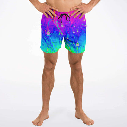 Hot Pink Dripping Fluid Rave Swim Trunks