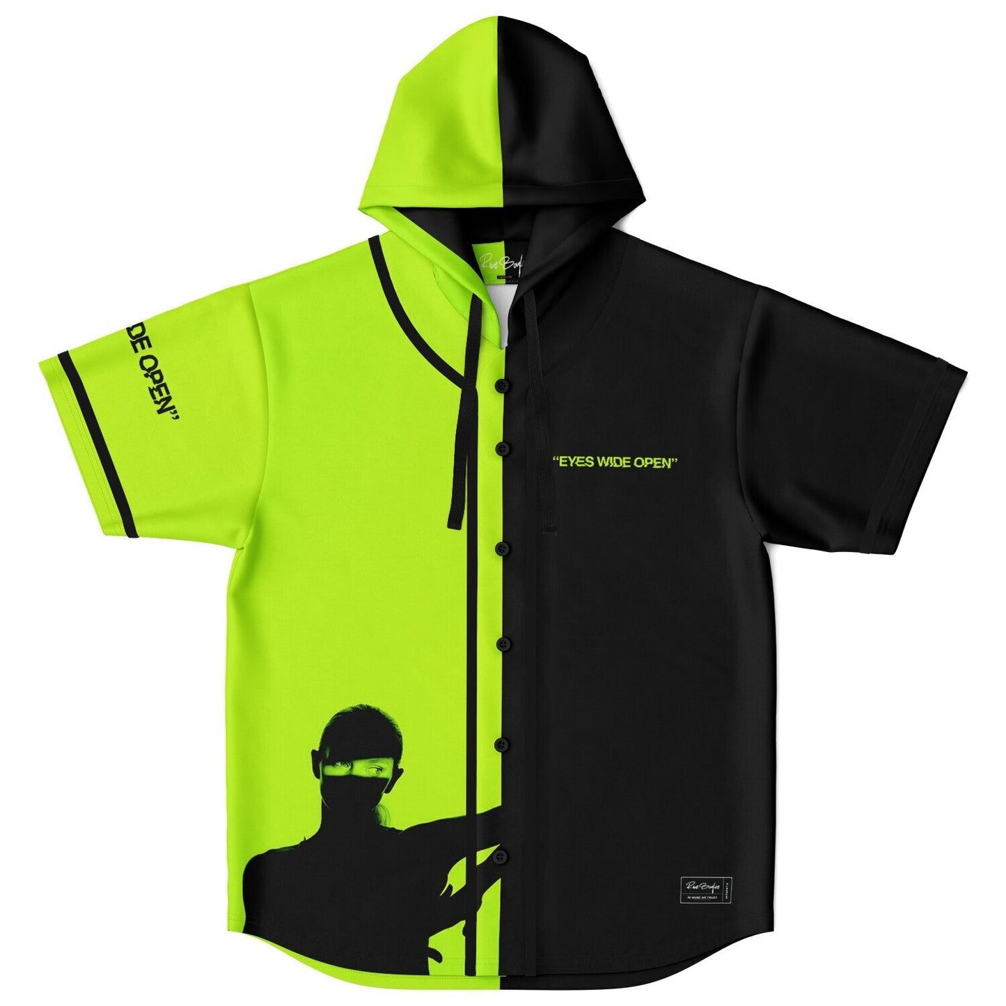 wide open Hooded Baseball Jersey