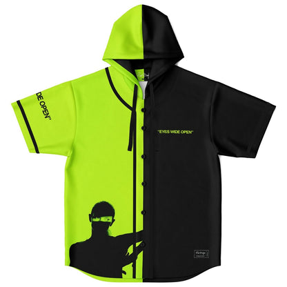 wide open Hooded Baseball Jersey