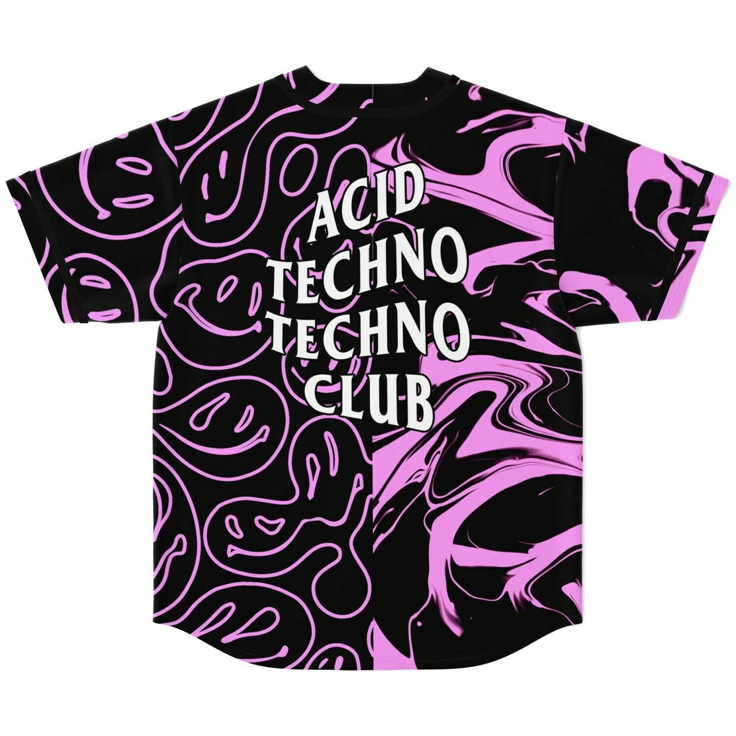 Black Pink Split Rave Baseball Jersey