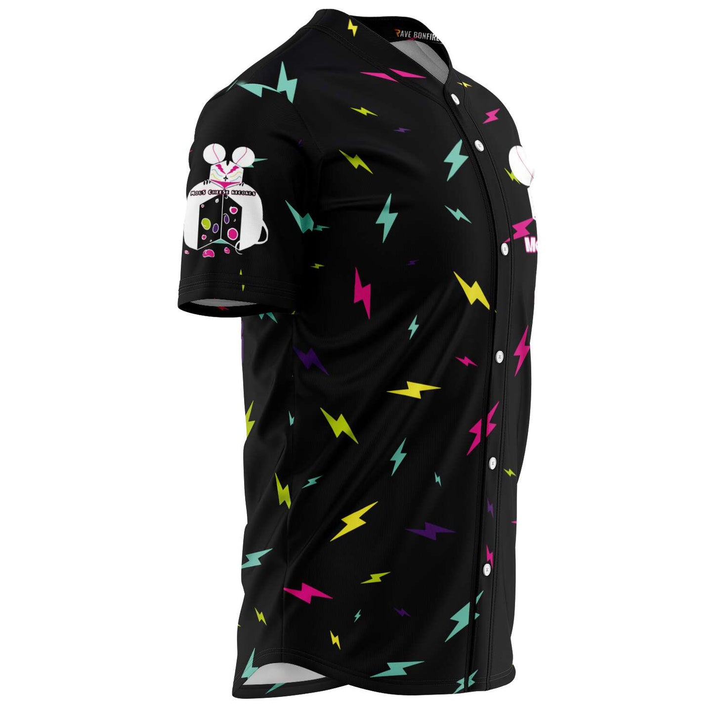 Black Scattered Lightning Rave Baseball Jersey