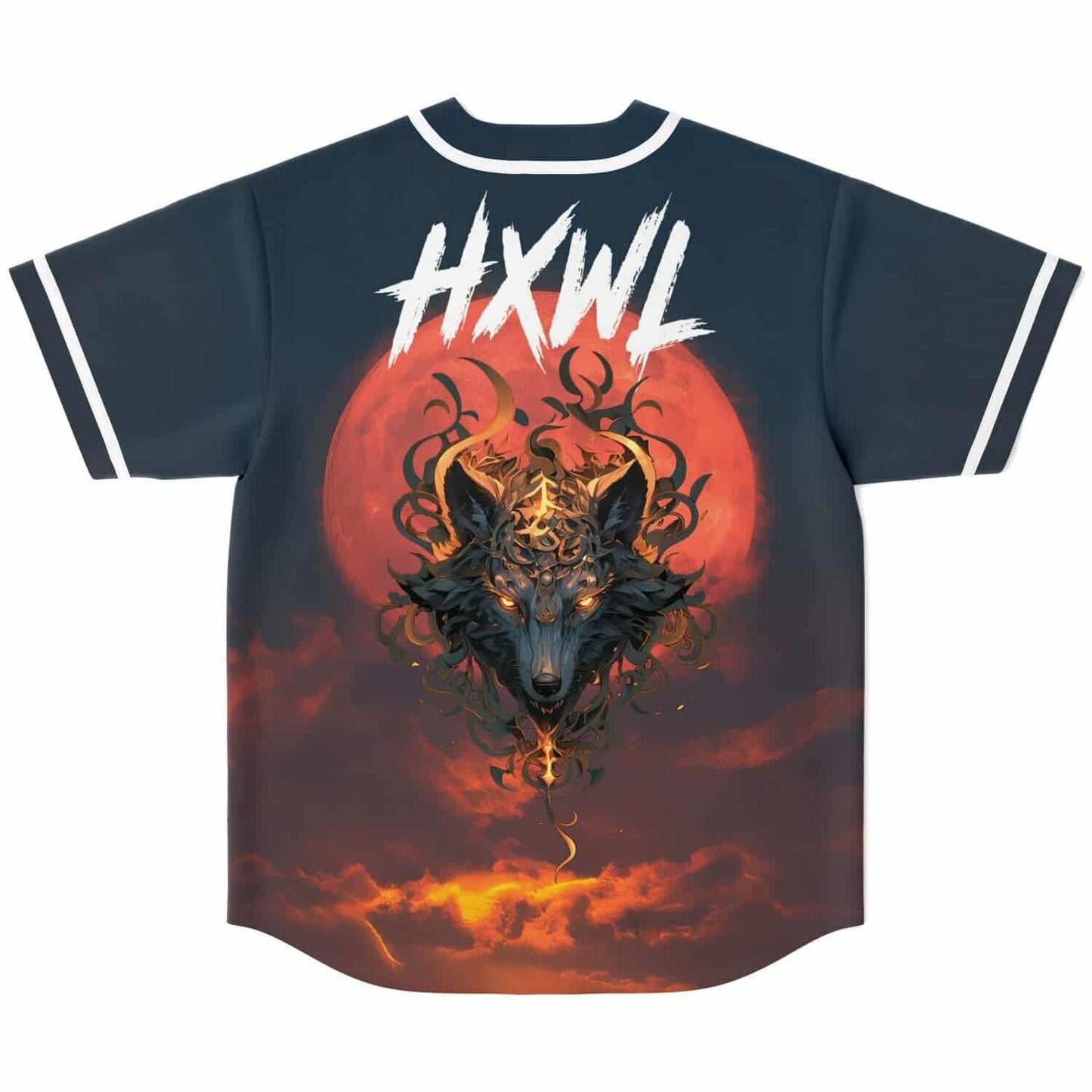 HXWL Dark Navy Demonic Wolf Rave Baseball Jersey