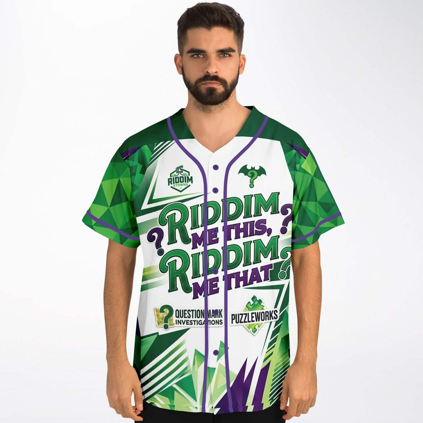 Green Purple Riddler Rave Baseball Jersey