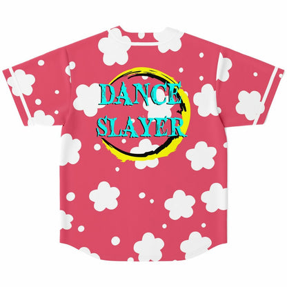 Coral Pink White Flower Rave Baseball Jersey