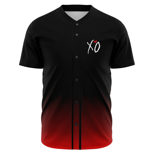Black Red Weeknd Xo Rave Baseball Jersey