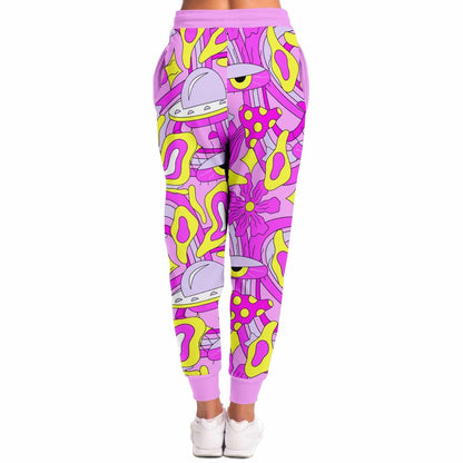 Pink Lilac Cartoon Flying Rave Joggers