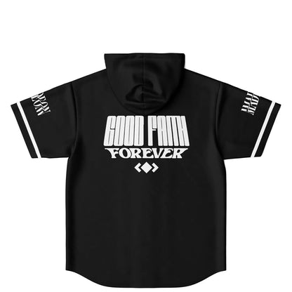 Black Realistic Flames Rave Hooded Baseball Jersey