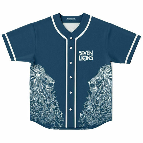 Seven Lions Navy Blue Detailed White Rave Baseball Jersey