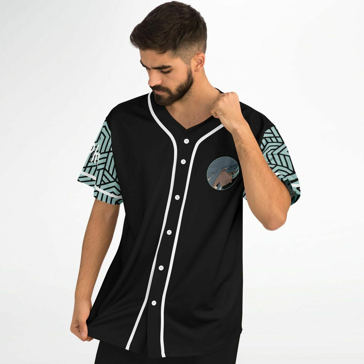 Black Anime Girl Rave Baseball Jersey