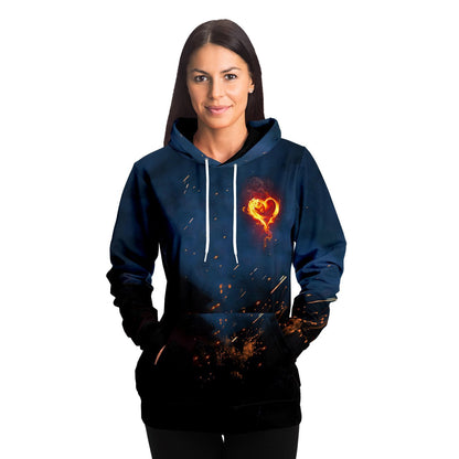Flaming Heart Navy Ember Rave Hoodie