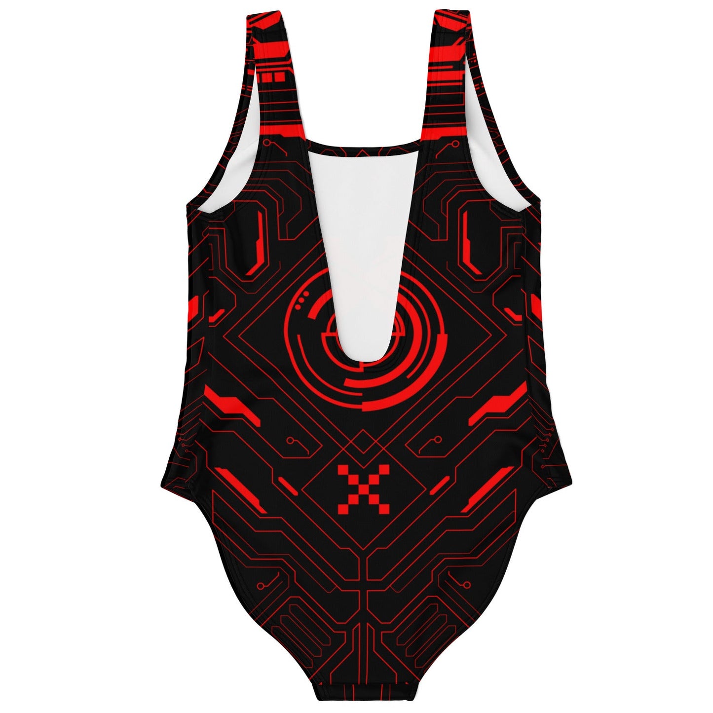Black Futuristic Circuit Rave Swimsuit