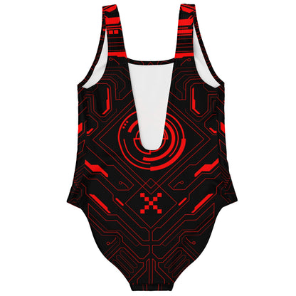 Black Futuristic Circuit Rave Swimsuit