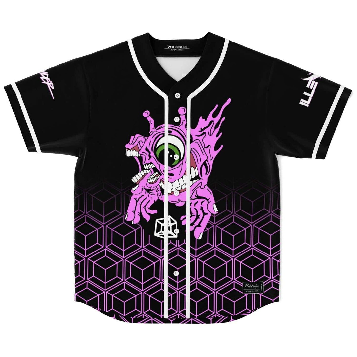 Black Cartoon Melting Rave Baseball Jersey