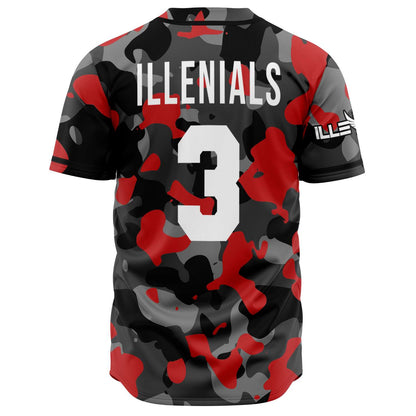 Red Camouflage Rave Baseball Jersey