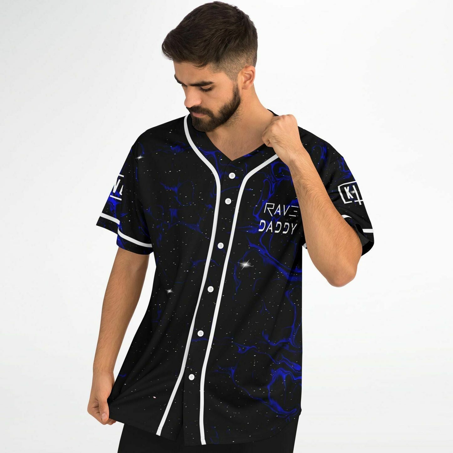 Black Blue Liquid Rave Baseball Jersey