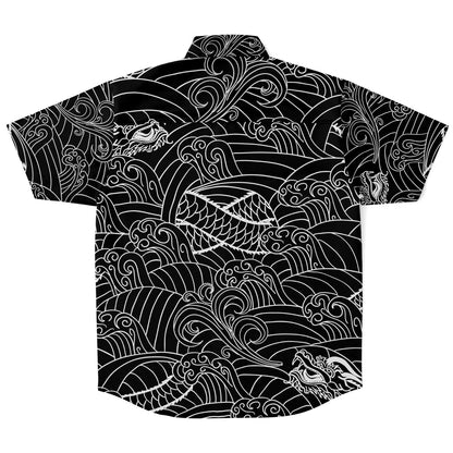 Asian Black button-down short sleeve shirt
