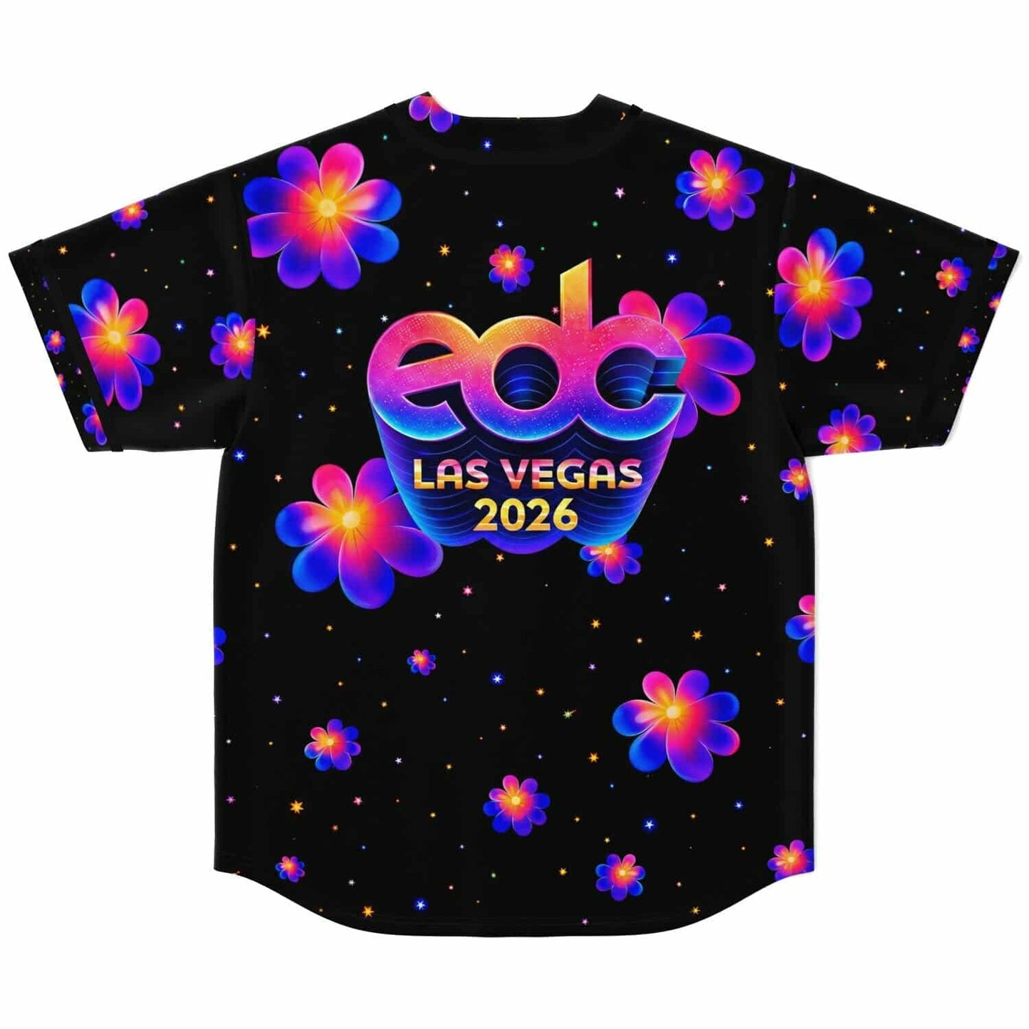 EDC Las Vegas 2026 Black Neon Glowing Rave Baseball Jersey