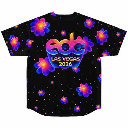 EDC Las Vegas 2026 Black Neon Glowing Rave Baseball Jersey