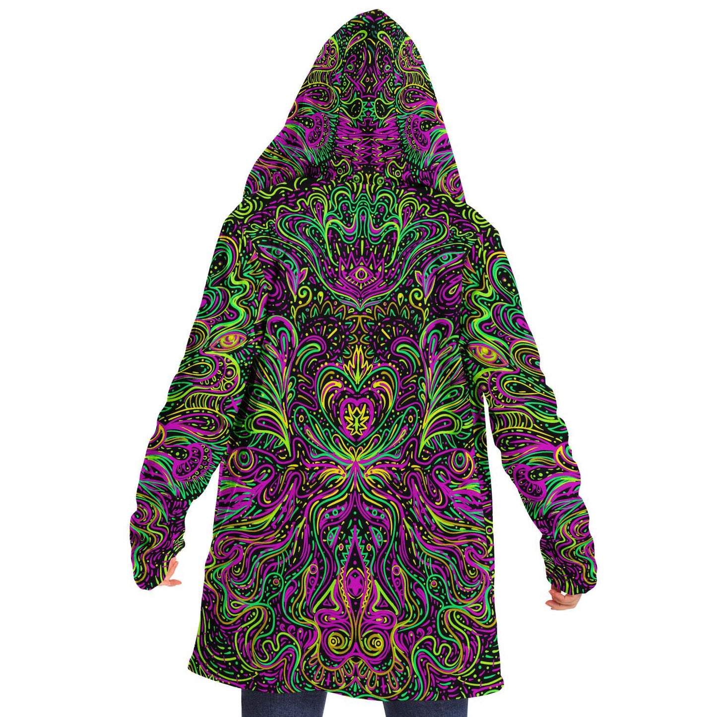 Neon Black Symmetrical Psychedelic Rave Cloak