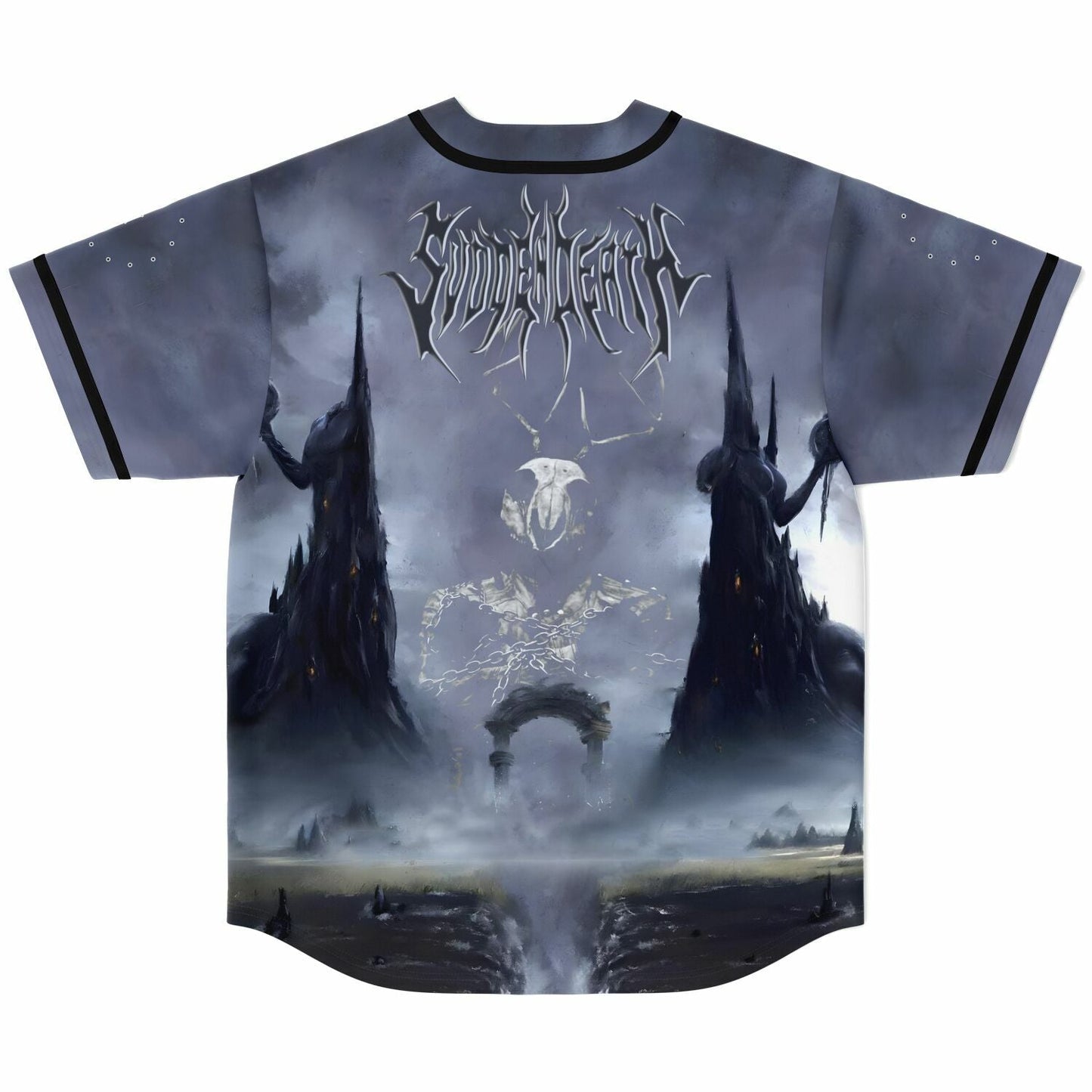 Sullivan King Dark Grey Fantasy Landscape Rave Baseball Jersey