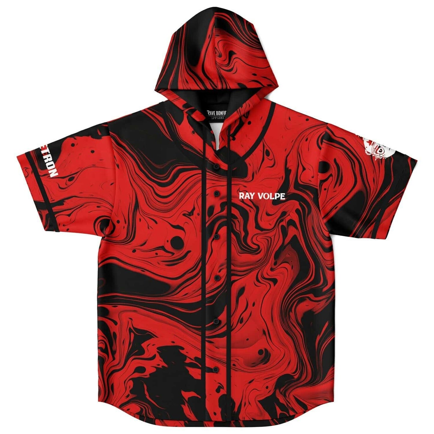 Ray Volpe Red Black Rave Hooded Baseball Jersey