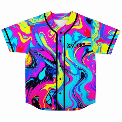 Knock2 Vivid Pink Psychedelic Marbled Rave Baseball Jersey