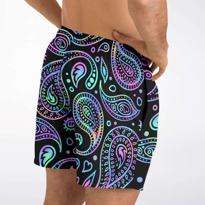 Black Paisley Bandana Rave Swim Trunks