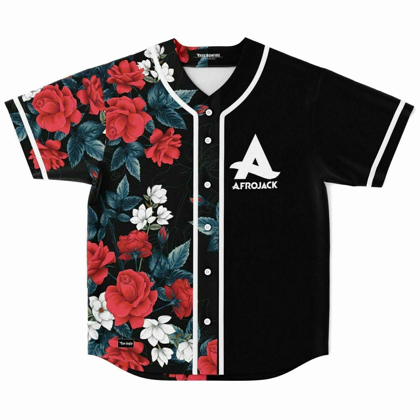 Afrojack Black Red Rose Rave Baseball Jersey