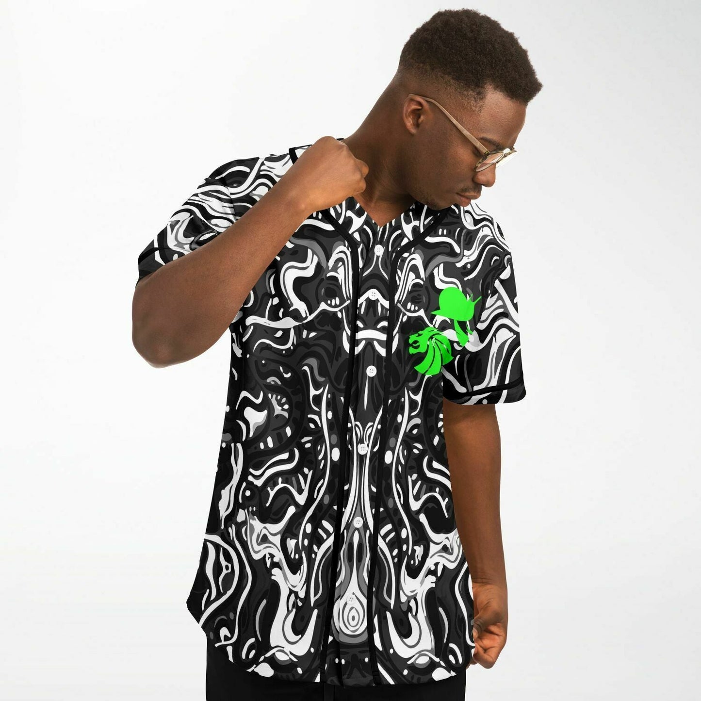 Black Liquid Marbled Rave Baseball Jersey