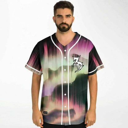Black Aurora Borealis Rave Baseball Jersey