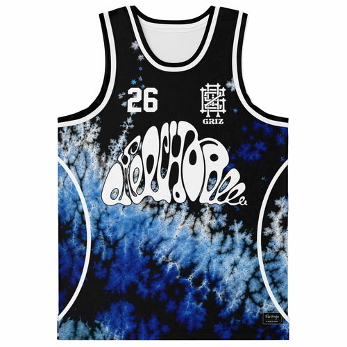 GRIZ Black Blue Tie Dye Rave Basketball Jersey