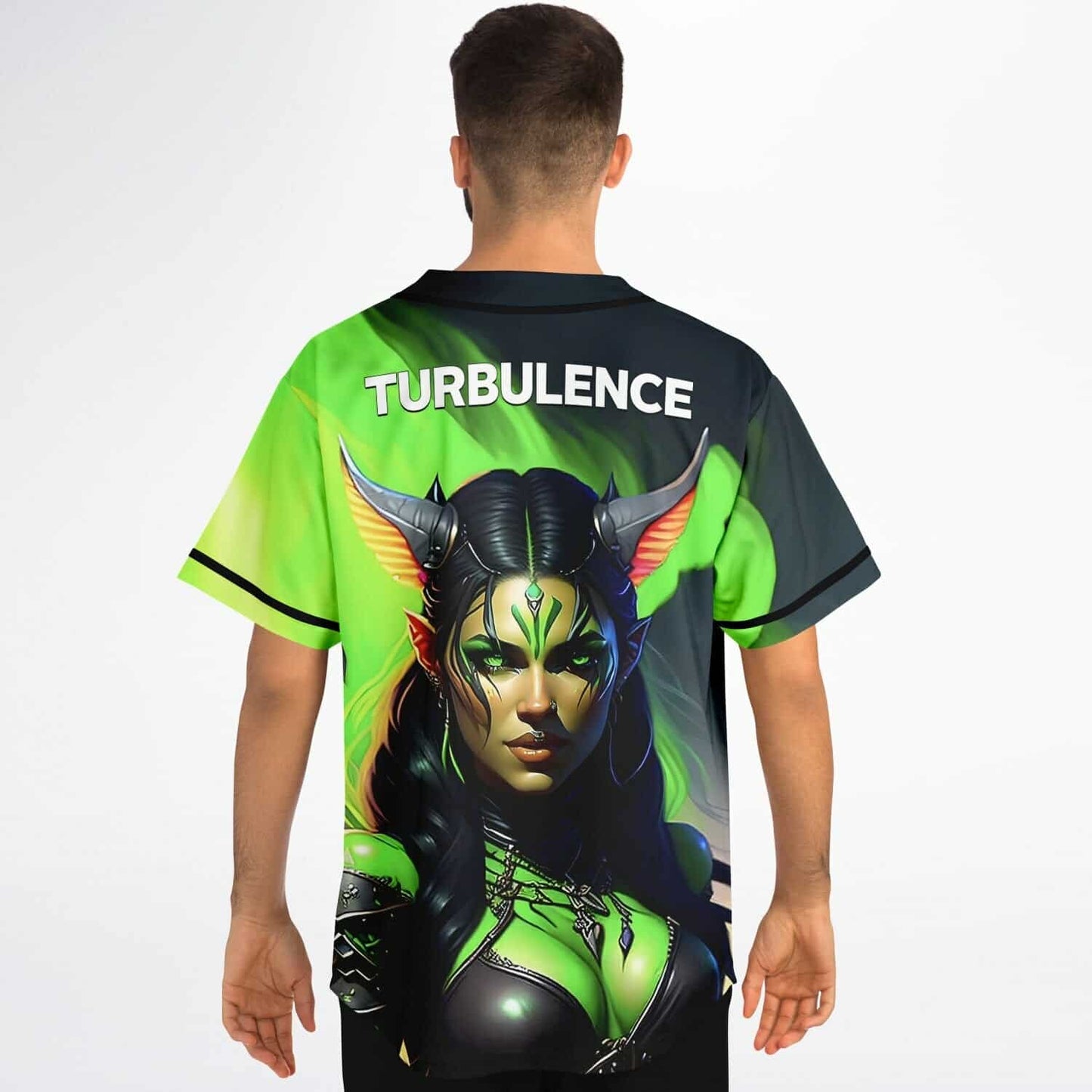 Polarity Bright Neon Green Flame Rave Baseball Jersey