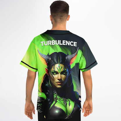 Polarity Bright Neon Green Flame Rave Baseball Jersey