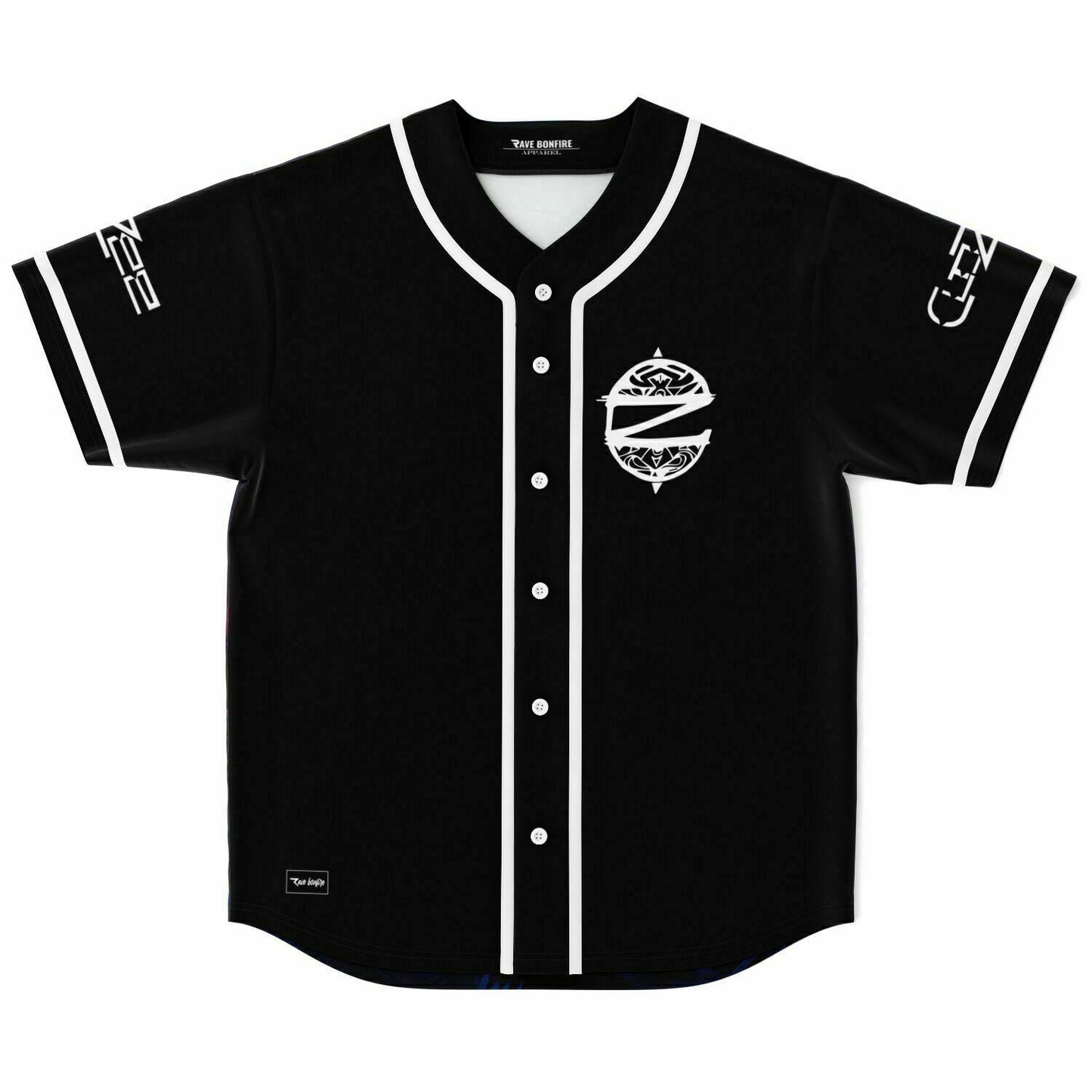 Black White Circular Rave Baseball Jersey