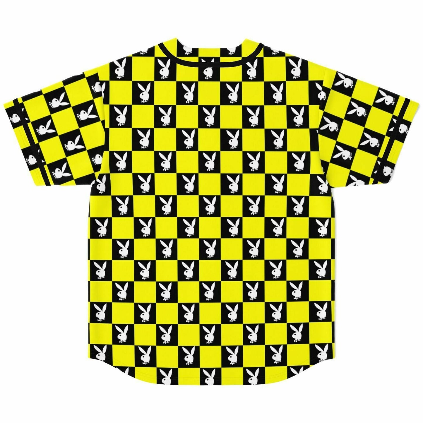 Neon Yellow Checkerboard Grid Rave Baseball Jersey