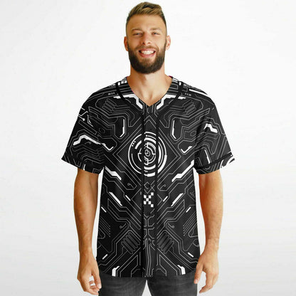 Black & Pink Cyberpunk Circuit Reversible Baseball Jersey