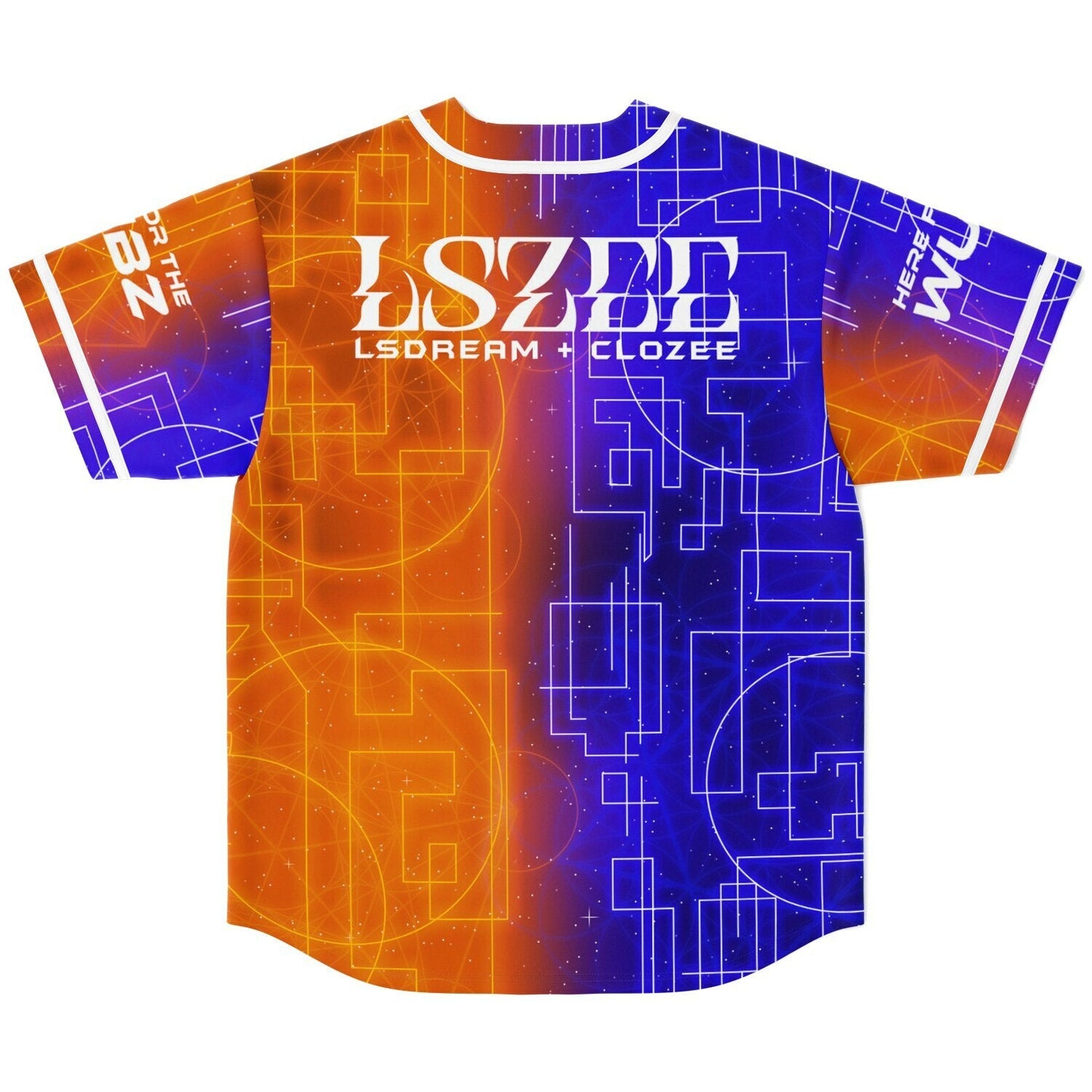 LSZEE Split Blue Geometric Circuit Rave Baseball Jersey