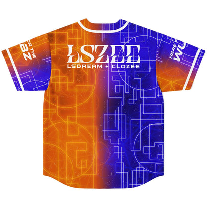 LSZEE Split Blue Geometric Circuit Rave Baseball Jersey