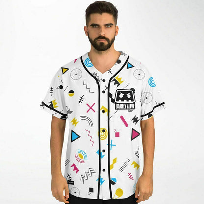 Barely Alive White 80S Rave Baseball Jersey