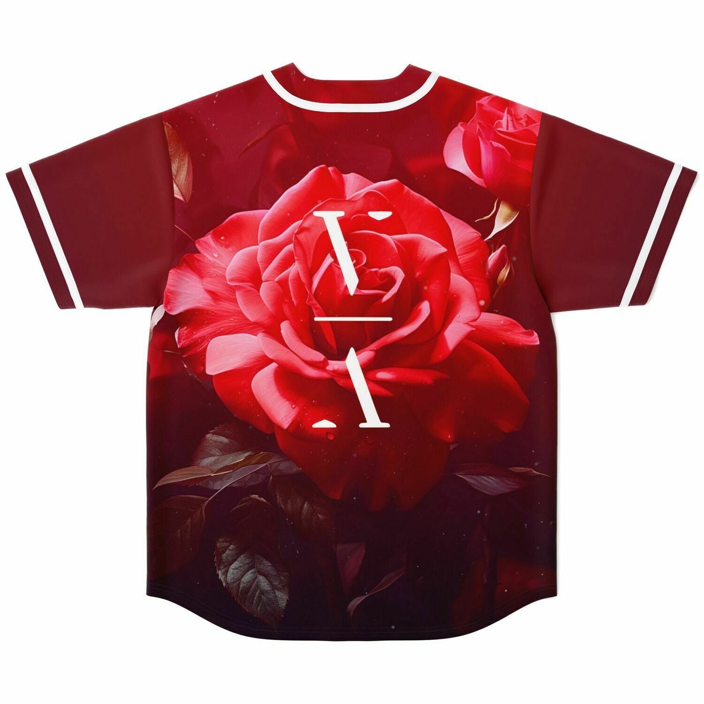This Never Happened Deep Red Rose Rave Baseball Jersey