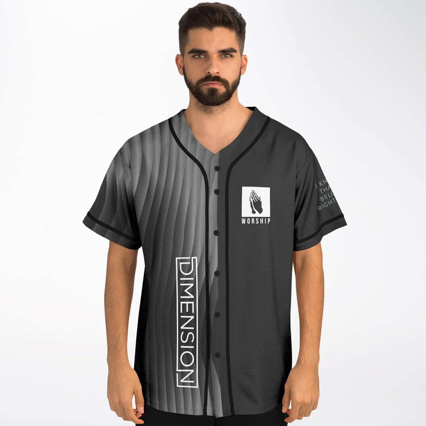 Dimension Monochrome Charcoal Flowing Curved Rave Baseball Jersey
