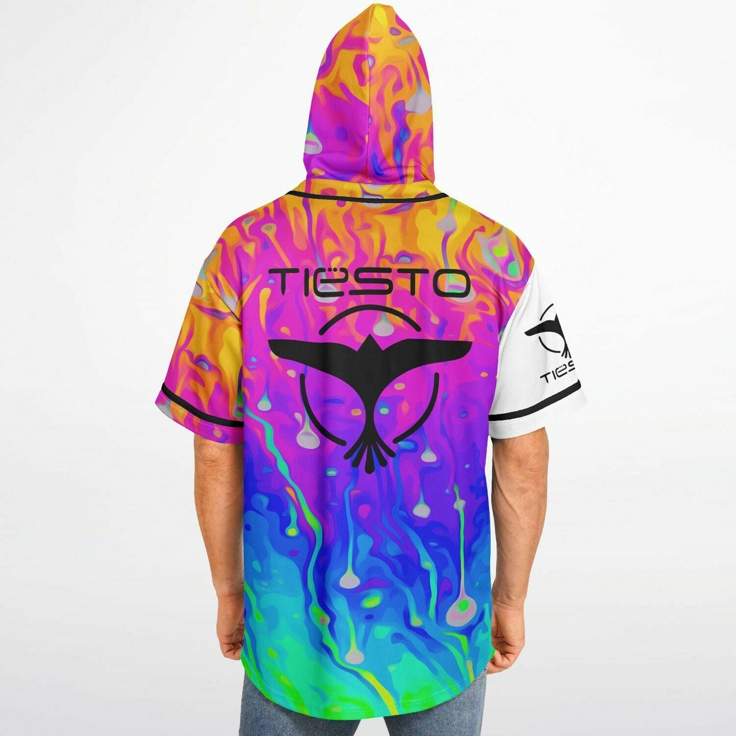 Tiesto Rainbow Tie Psychedelic Liquid Rave Hooded Baseball Jersey
