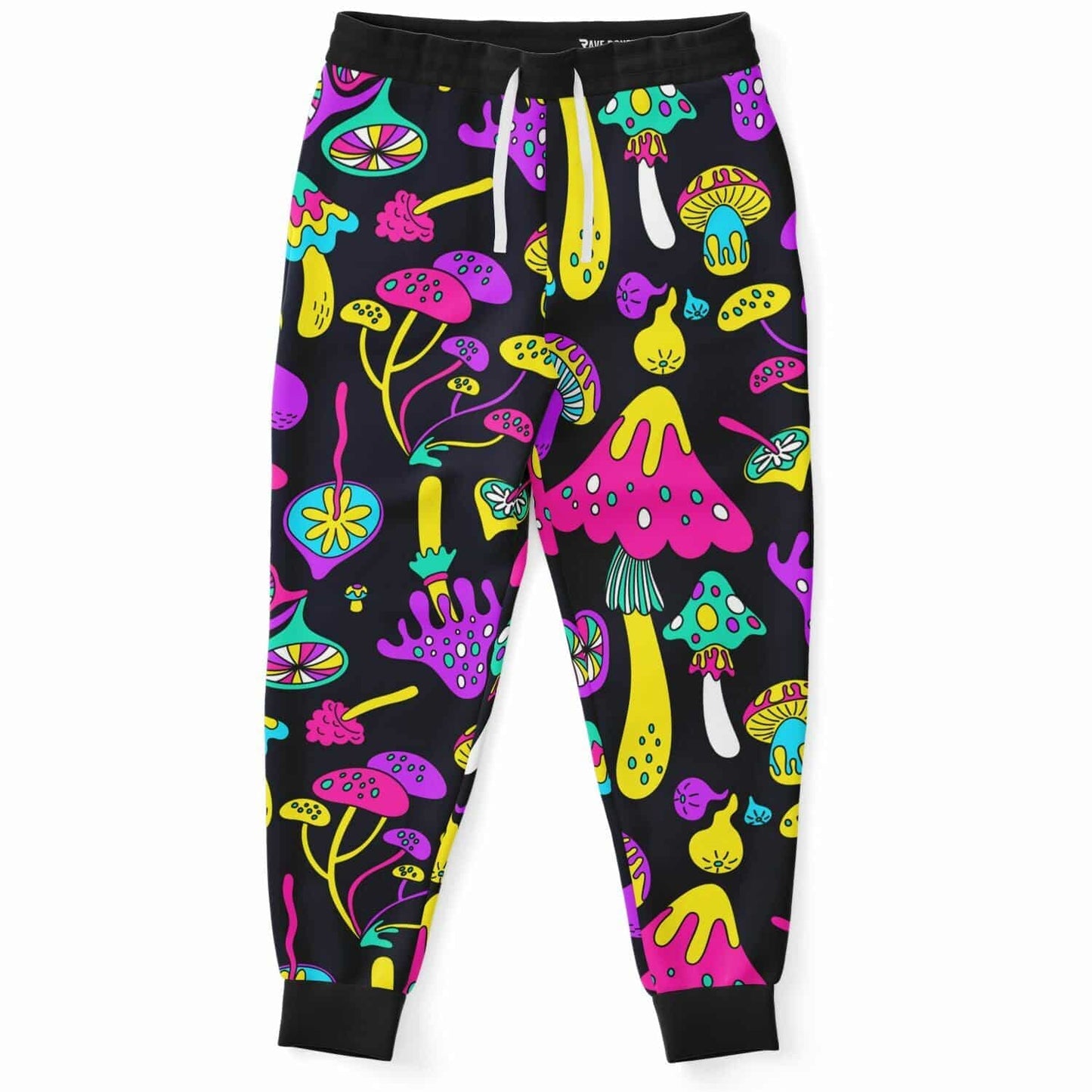 Black Psychedelic Mushrooms Rave Joggers
