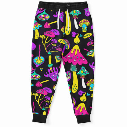 Black Psychedelic Mushrooms Rave Joggers